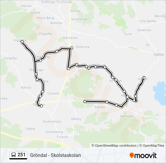 251 bus Line Map