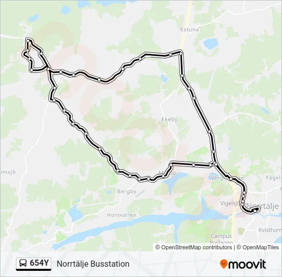 654Y Bus Line Map