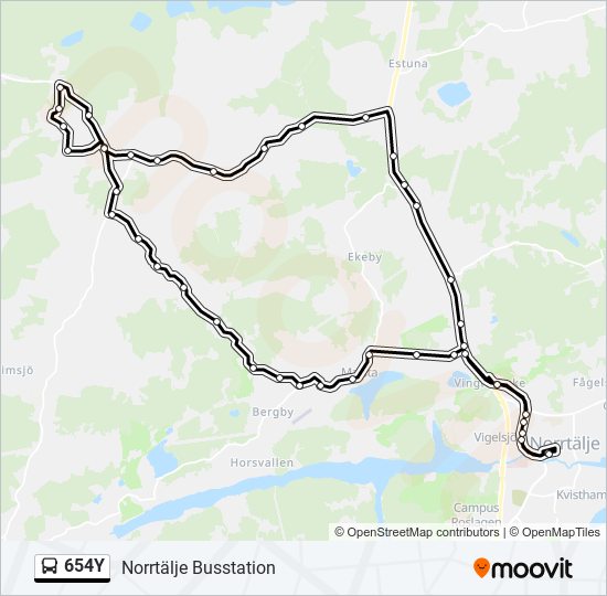 654Y bus Line Map