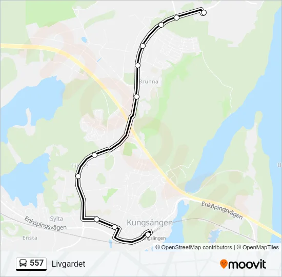 557 Bus Line Map