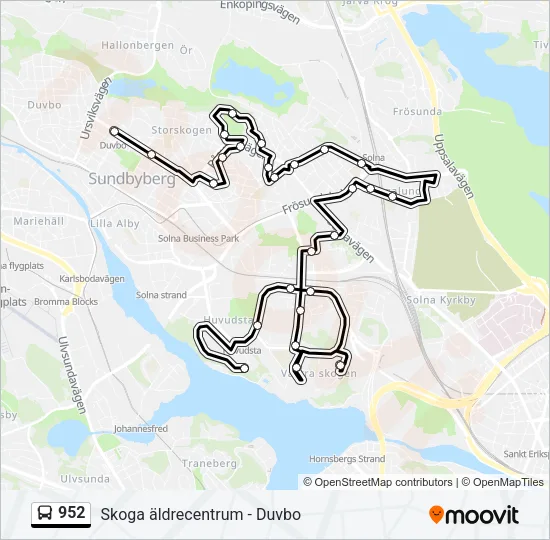 952 Bus Line Map