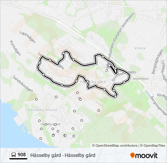 908 bus Line Map