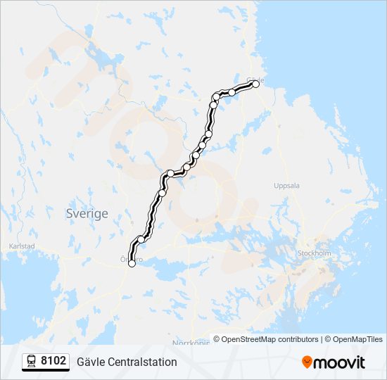 8102 tåg Linje karta