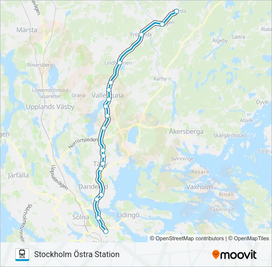ROSLAGSBANAN Train Line Map