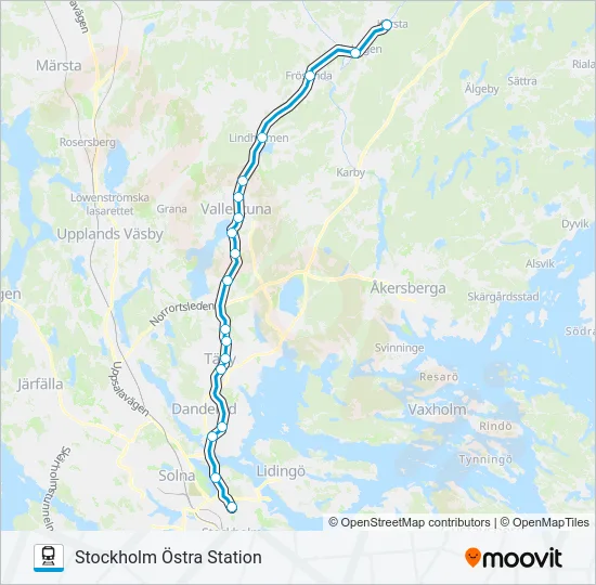 ROSLAGSBANAN Train Line Map