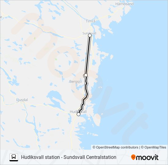 HUDIKSVALL STATION - SUNDSVALL CENTRALSTATION bus Line Map