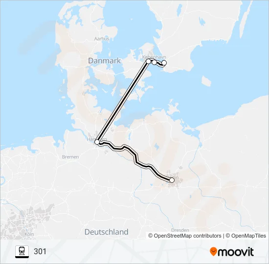 BERLIN HBF - MALMÖ CENTRALSTATION  Line Map