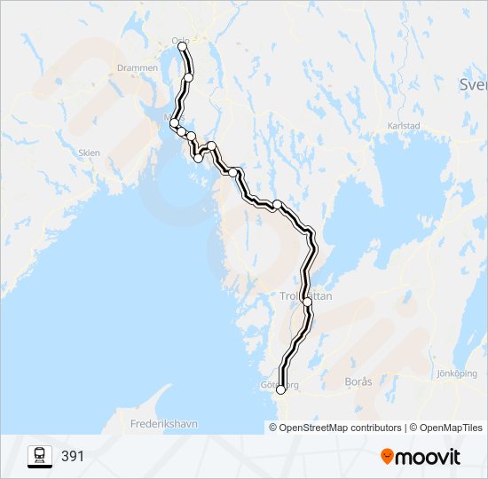 GÖTEBORG CENTRALSTATION - OSLO S train Line Map