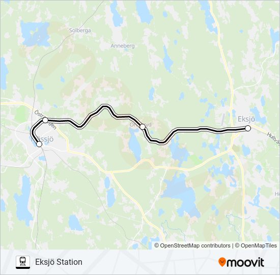 NÄSSJÖ CENTRALSTATION - EKSJÖ STATION train Line Map