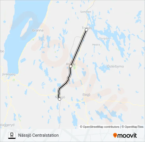 TRANÅS STATION - NÄSSJÖ CENTRALSTATION Train Line Map