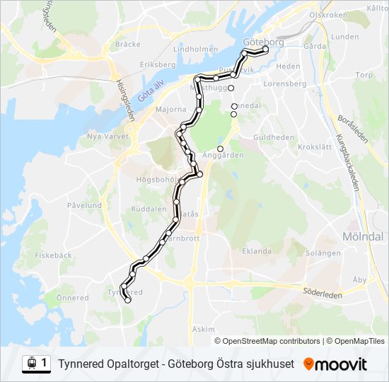 1 light rail Line Map