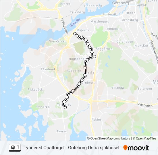 1 light rail Line Map