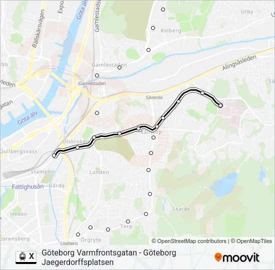 X Light Rail Line Map
