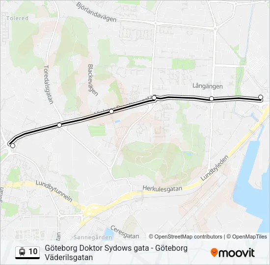 10 spårväg Linje karta