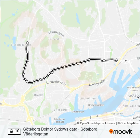 10 spårväg Linje karta