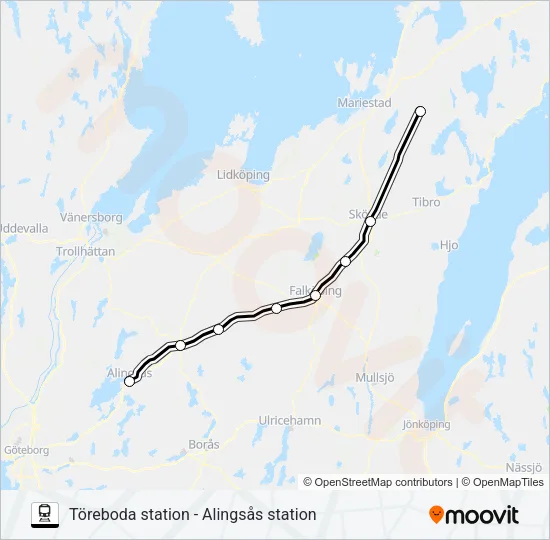 TÖREBODA STATION - ALINGSÅS STATION Train Line Map