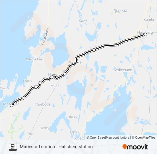 MARIESTAD STATION - HALLSBERG STATION train Line Map