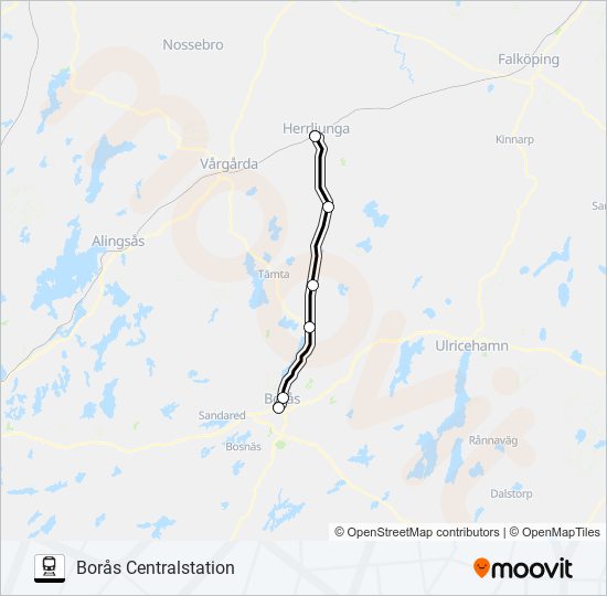 HERRLJUNGA STATION - BORÅS CENTRALSTATION train Line Map