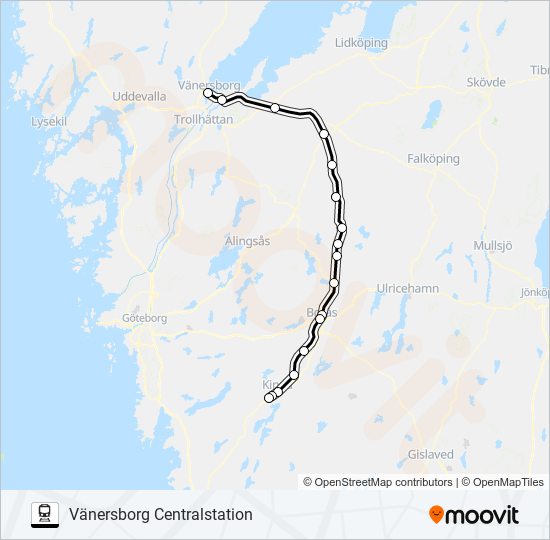 SKENE STATION - VÄNERSBORG CENTRALSTATION train Line Map