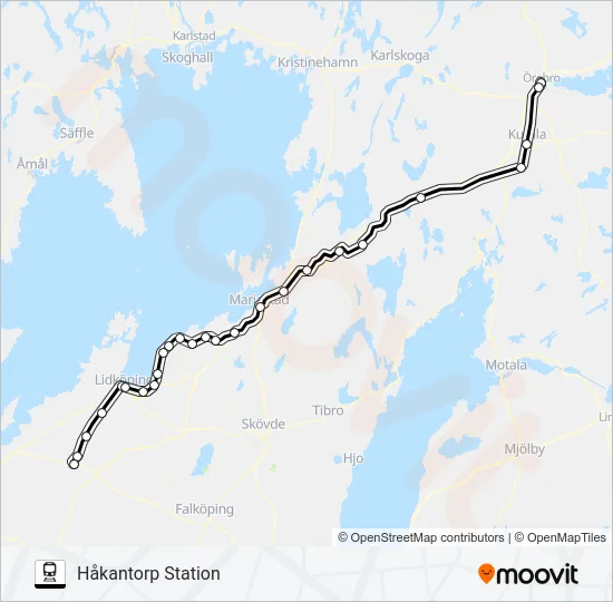 ÖREBRO CENTRALSTATION - HERRLJUNGA STATION Train Line Map
