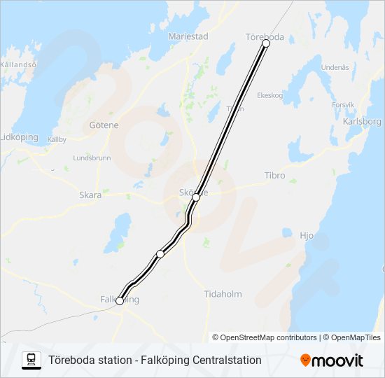 TÖREBODA STATION - FALKÖPING CENTRALSTATION train Line Map