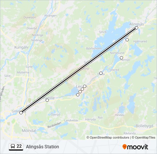 22 bus Line Map