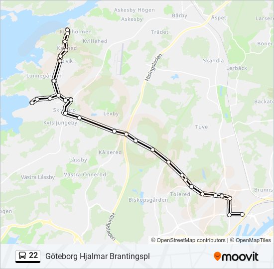 22 bus Line Map