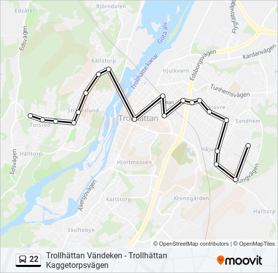 22 bus Line Map