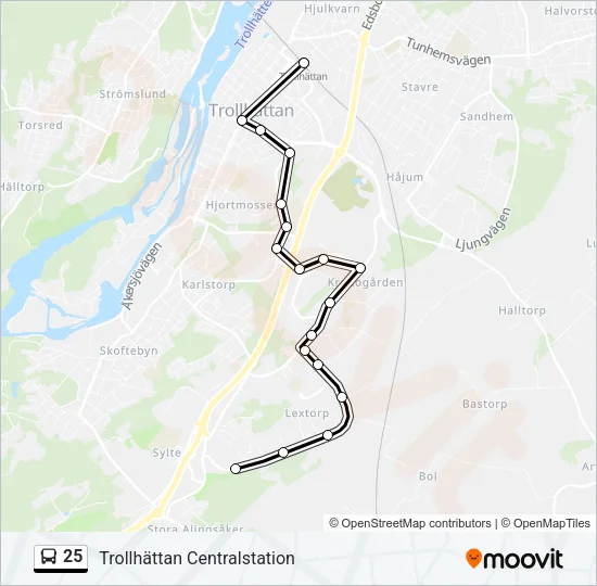25 Bus Line Map