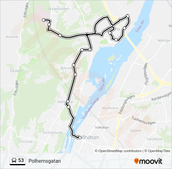 53 Bus Line Map