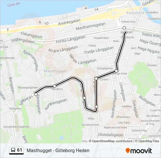 61 Bus Line Map