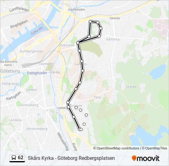 62 bus Line Map