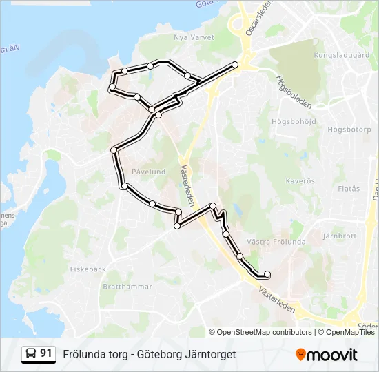 91 Bus Line Map