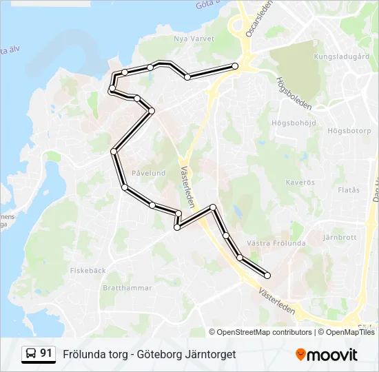 91 Bus Line Map
