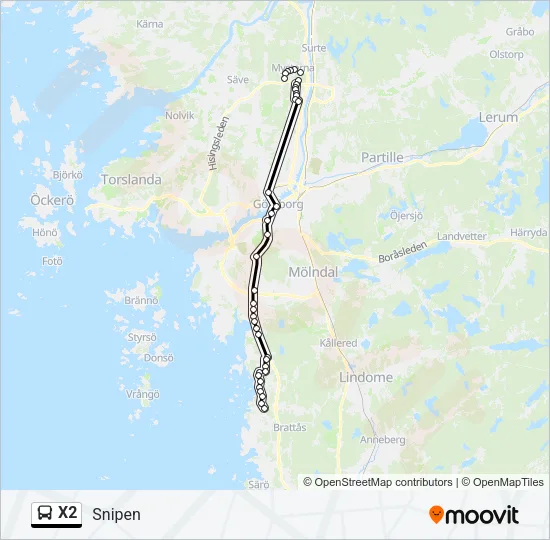 X2 Bus Line Map