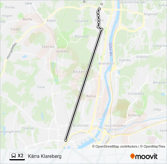 X2 Bus Line Map