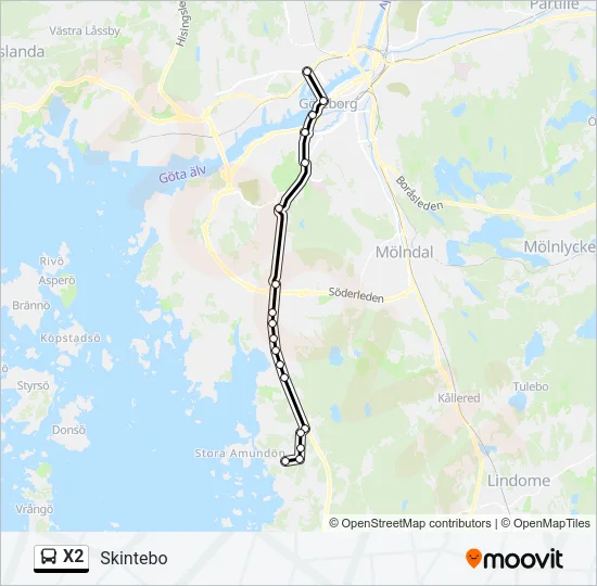 X2 Bus Line Map