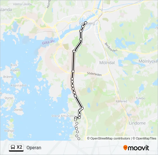 X2 Bus Line Map