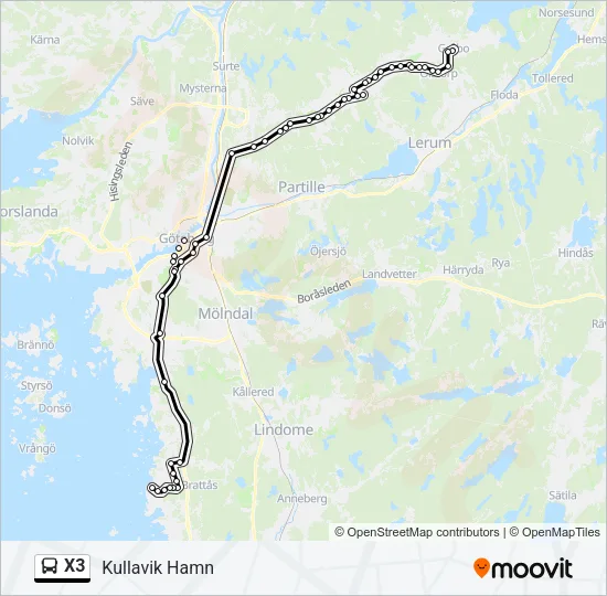 X3 Bus Line Map