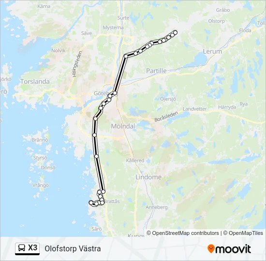 X3 Bus Line Map