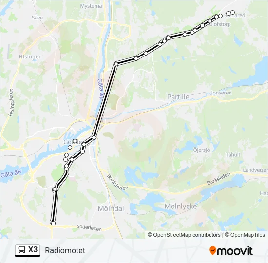 X3 Bus Line Map