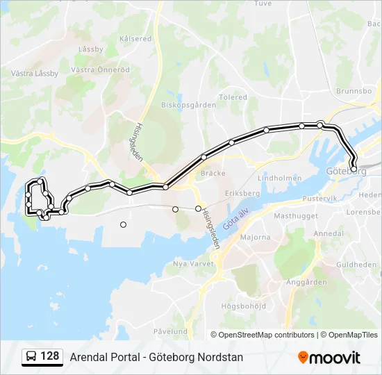 128 Bus Line Map