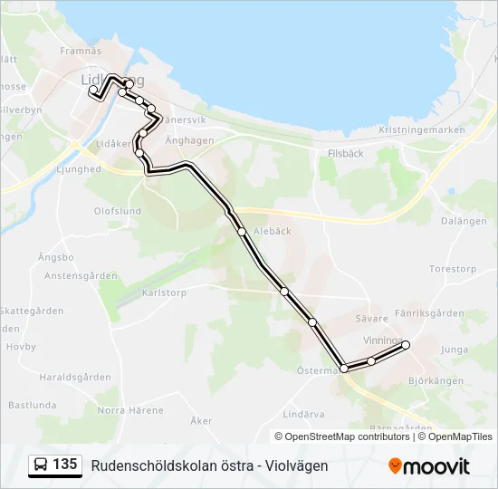 135 Bus Line Map