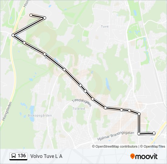 136 bus Line Map