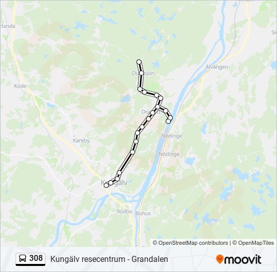 308 bus Line Map