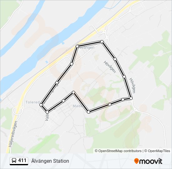 411 bus Line Map