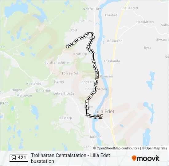 421 Bus Line Map