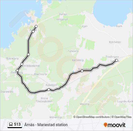 513 Route: Schedules, Stops & Maps - Lugnås Station (Updated)