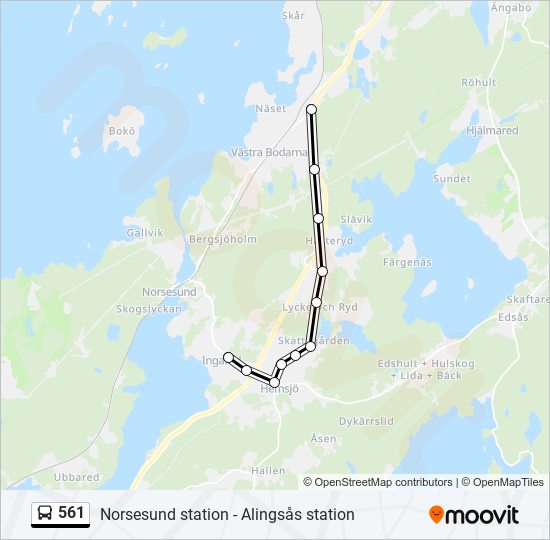 561 Route: Schedules, Stops & Maps - Västra Bodarna E20 (updated)