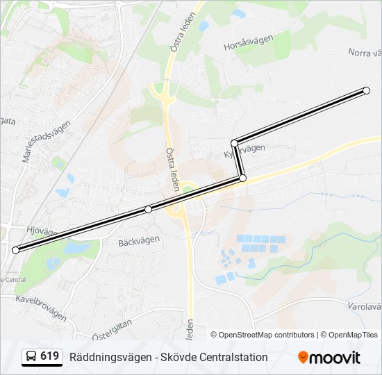 619 bus Line Map